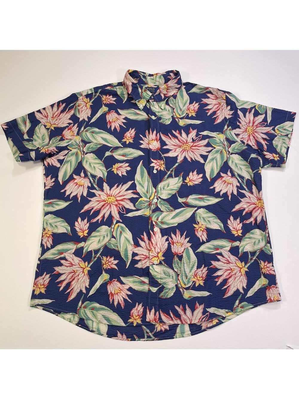 Polo Ralph Lauren Classic Fit Floral Seersucker Button Shirt Hawaiian Pony XXL